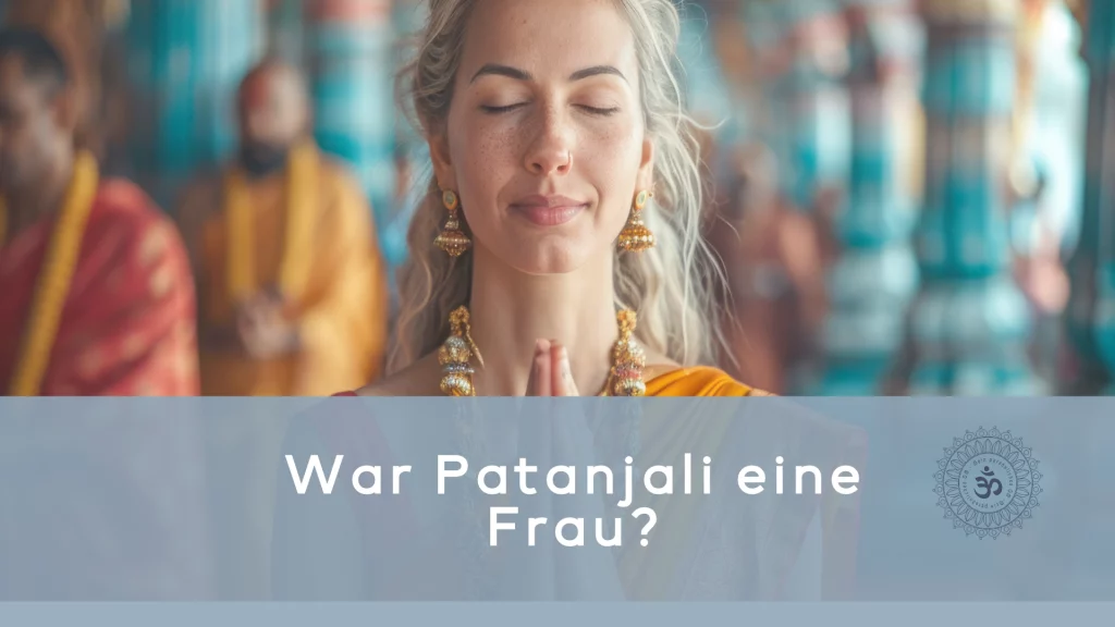 Frontalaufnahme einer indisch gekleideten Eurasierin mit den Händen in Namaste-Haltung
