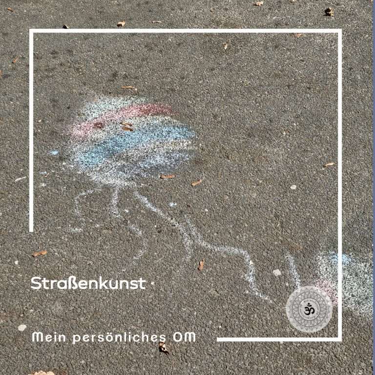 Ein Kreideluftballon auf die Straße gemalt