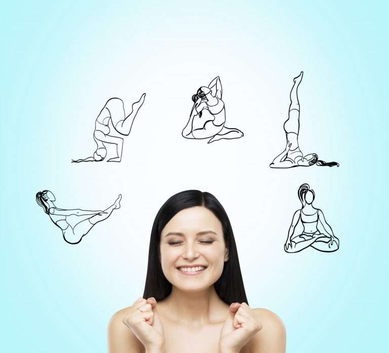 Yoga-Quiz: Frau, die davon träumt, Yoga zu praktizieren